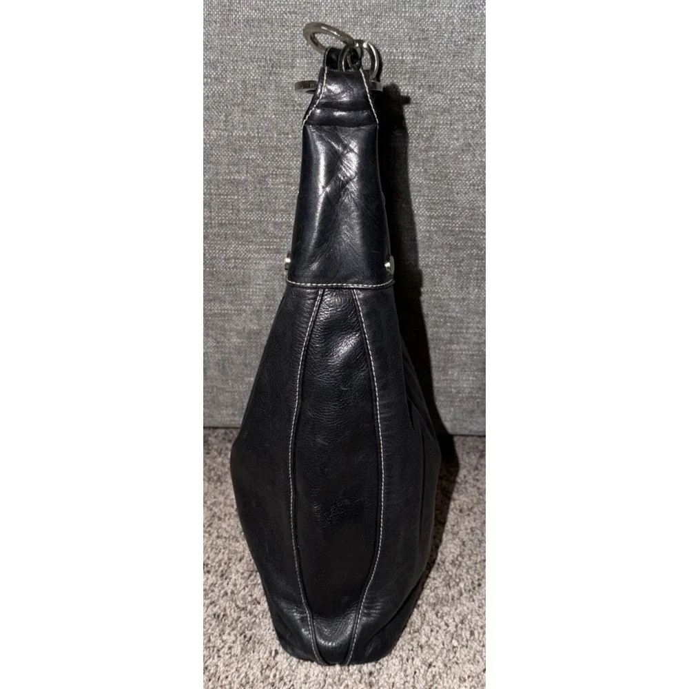 Perlina New York Hobo Shoulder Bag Women Black Soft Leather Purse Strap Handbag